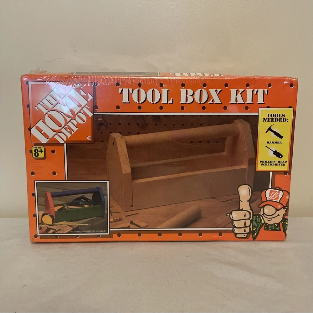 NIB SEALED The Home Depot Wooden Tool Box Kit